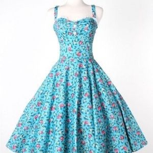 Pinup Girl Clothing Pink Lemonade Dress in Blue